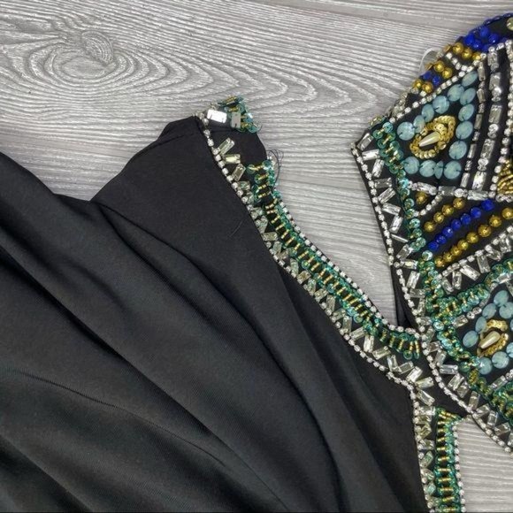 Nwt envious couture beaded rhinestone dress / gown prom formal sleeveless dress - Picture 14 of 16